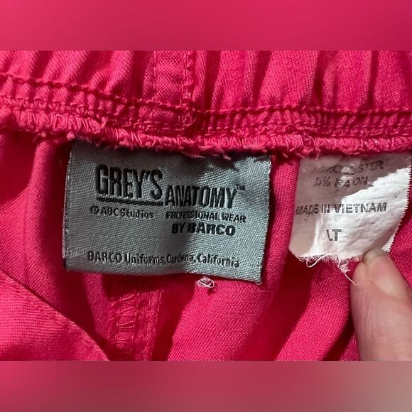 Greys Anatomy Hot Pink Scrub Pants with Drawstring Waist LT - Picture 3 of 8